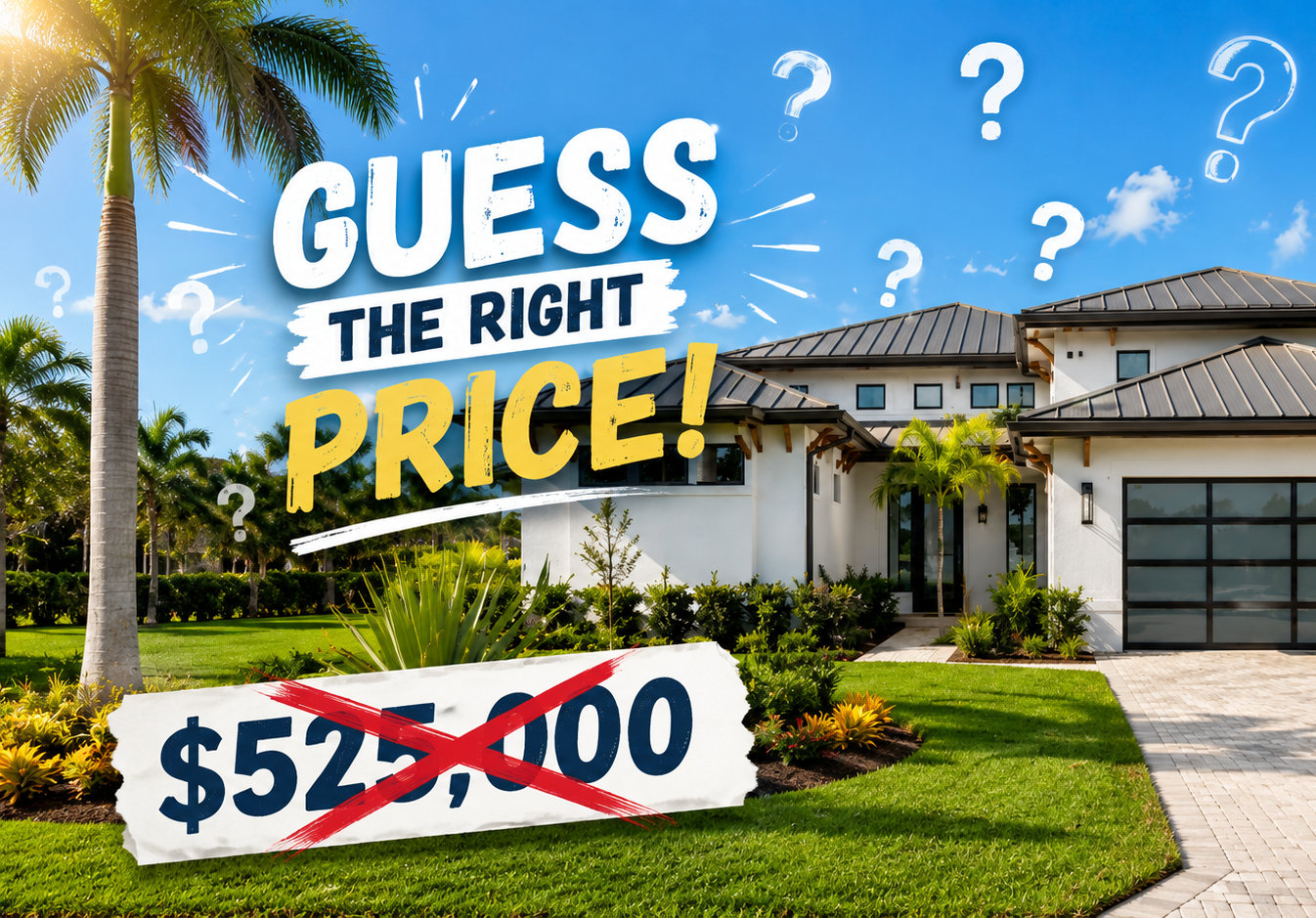 South Florida home with question marks and a crossed out price